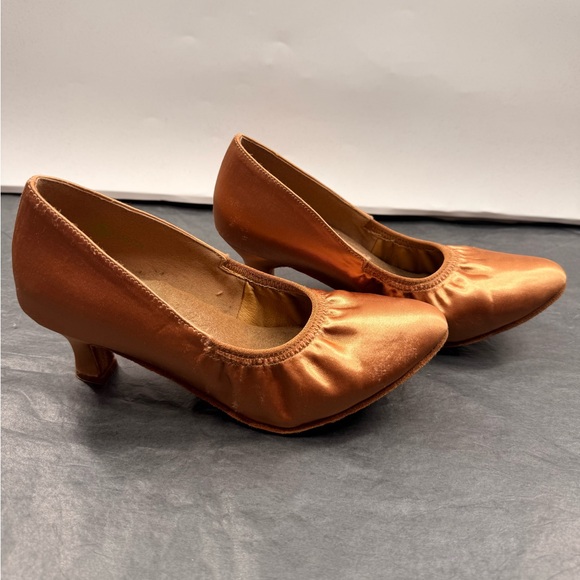 GUC Very Fine S9107 Tan Satin Smooth Dance Shoes - Picture 5 of 14